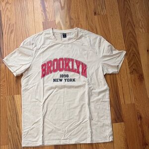 SHEIN Tan and Red Short Sleeve Tees